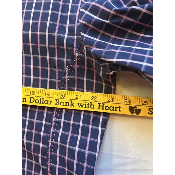 Bugatchi Shirt Shaped Fit Mens XL Blue Purple Check Button Up Long Sleeve - Picture 9 of 12